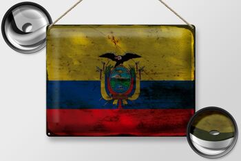 Signe en étain drapeau de l'Équateur 40x30cm, drapeau de l'équateur rouille 2