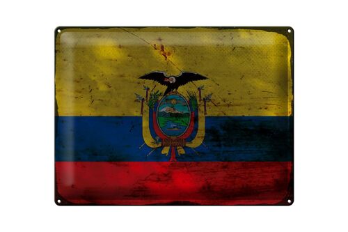 Blechschild Flagge Ecuador 40x30cm Flag of Ecuador Rost