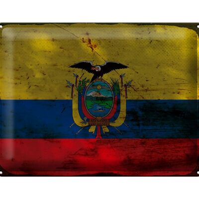Targa in metallo Bandiera Ecuador 40x30 cm Bandiera dell'Ecuador Ruggine