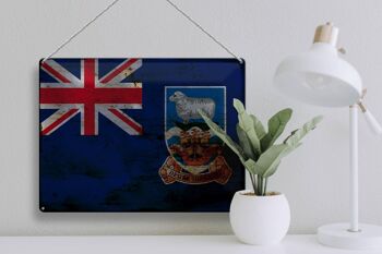 Drapeau en étain des îles Falkland, 40x30cm, drapeau rouille 3