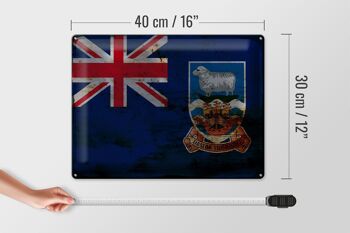 Drapeau en étain des îles Falkland, 40x30cm, drapeau rouille 4