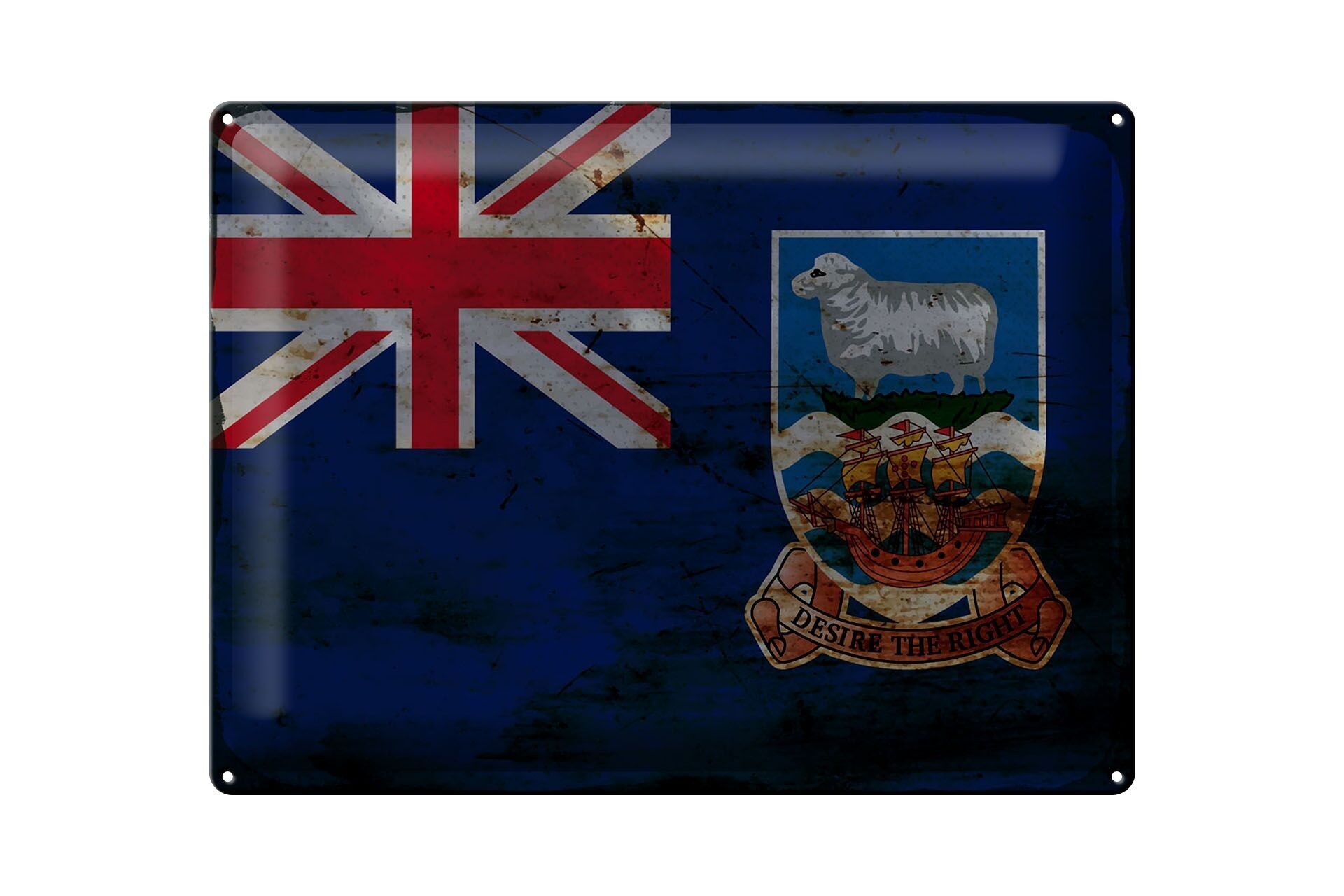 Targa in metallo Bandiera Isole Falkland 40x30 cm Bandiera Ruggine