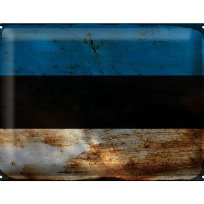 Targa in metallo Bandiera dell'Estonia 40x30 cm Bandiera dell'Estonia Ruggine