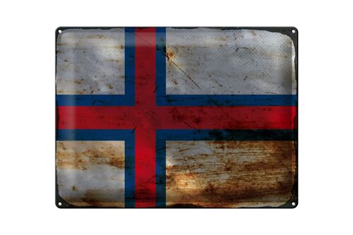 Blechschild Flagge Färöer 40x30cm Flag Faroe Islands Rost