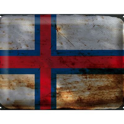 Blechschild Flagge Färöer 40x30cm Flag Faroe Islands Rost