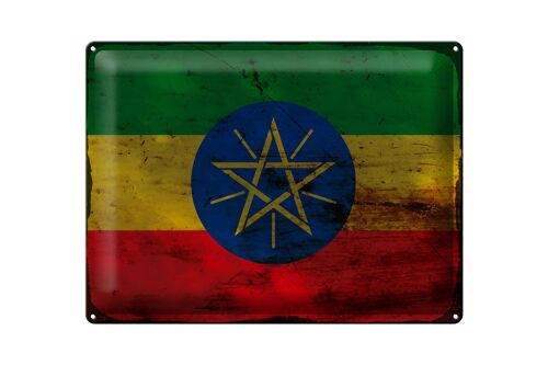 Blechschild Flagge Äthiopien 40x30cm Flag Ethiopia Rost
