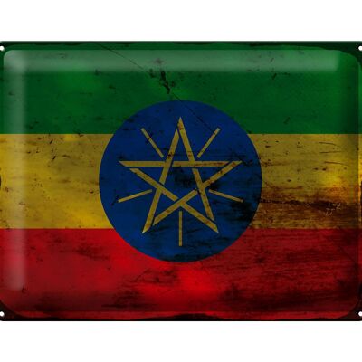 Blechschild Flagge Äthiopien 40x30cm Flag Ethiopia Rost