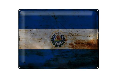 Blechschild Flagge El Salvador 40x30cm El Salvador Rost