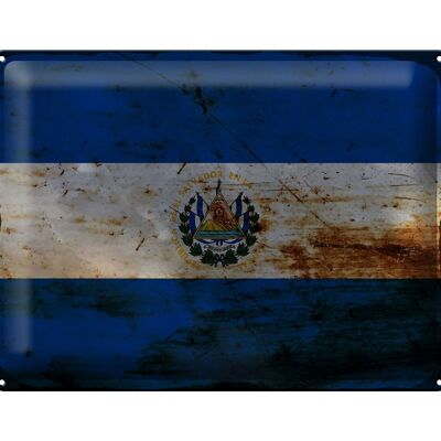 Cartel de chapa Bandera El Salvador 40x30cm El Salvador Óxido