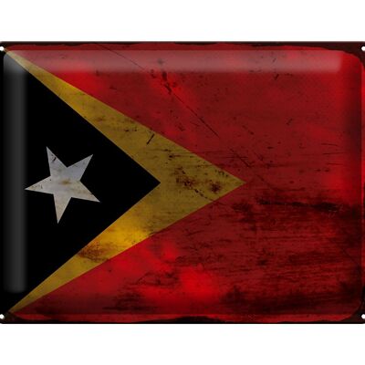 Blechschild Flagge Osttimor 40x30cm Flag East Timor Rost