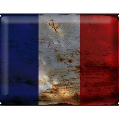 Targa in metallo Bandiera Francia 40x30 cm Bandiera della Francia Ruggine