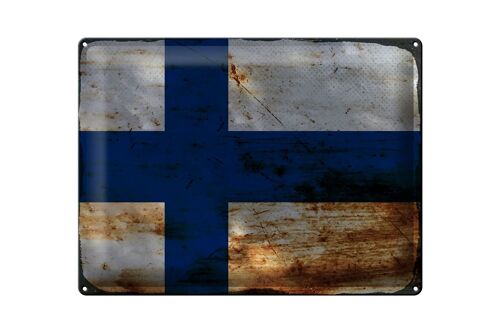 Blechschild Flagge Finnland 40x30cm Flag of Finland Rost