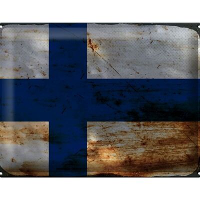 Tin sign flag Finland 40x30cm Flag of Finland Rust