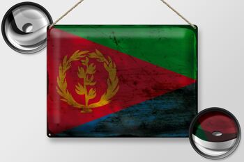 Signe en étain drapeau de l'Érythrée 40x30cm, drapeau de l'érythrée rouille 2