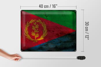Signe en étain drapeau de l'Érythrée 40x30cm, drapeau de l'érythrée rouille 4