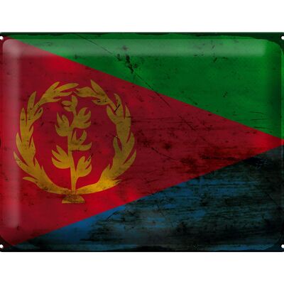 Targa in metallo Bandiera Eritrea 40x30 cm Bandiera dell'Eritrea Ruggine