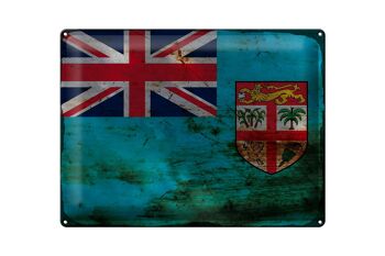 Signe en étain drapeau Fidji 40x30cm drapeau des Fidji rouille 1