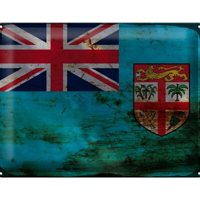 Targa in metallo Bandiera Fiji 40x30 cm Bandiera delle Fiji Ruggine