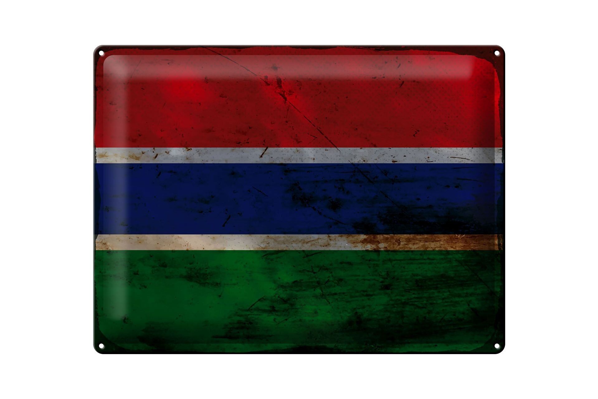 Blechschild Flagge Gambia 40x30cm Flag of the Gambia Rost