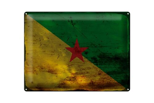 Blechschild Flagge Französisch-Guayana 40x30cm Flag Rost