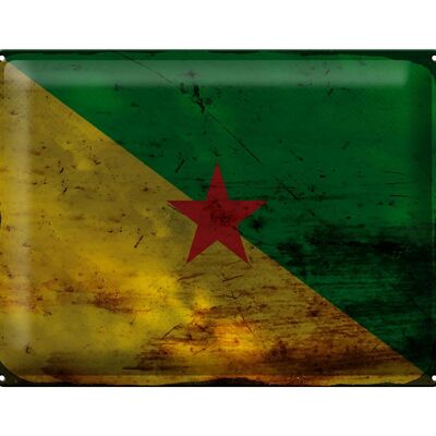 Blechschild Flagge Französisch-Guayana 40x30cm Flag Rost