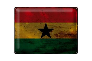 Signe en étain drapeau du Ghana 40x30cm, drapeau du Ghana rouille 1