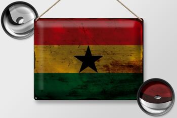 Signe en étain drapeau du Ghana 40x30cm, drapeau du Ghana rouille 2