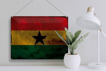 Signe en étain drapeau du Ghana 40x30cm, drapeau du Ghana rouille 3