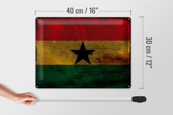 Signe en étain drapeau du Ghana 40x30cm, drapeau du Ghana rouille 4