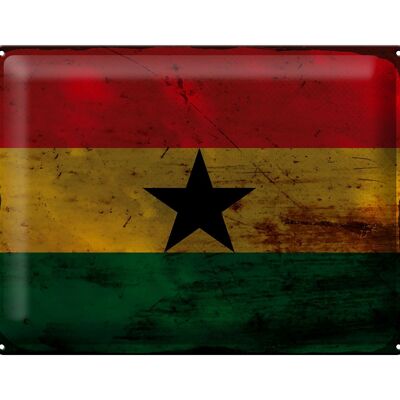 Targa in metallo Bandiera Ghana 40x30 cm Bandiera del Ghana Ruggine