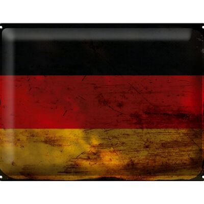 Signe en étain drapeau Allemagne 40x30cm drapeau Allemagne rouille