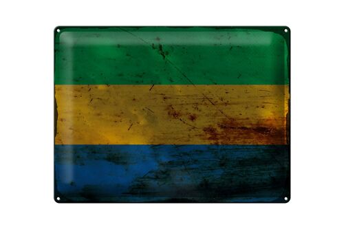 Blechschild Flagge Gabun 40x30cm Flag of Gabon Rost