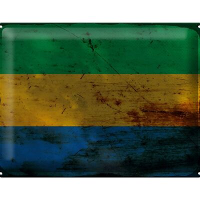 Blechschild Flagge Gabun 40x30cm Flag of Gabon Rost