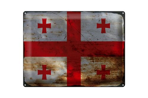 Blechschild Flagge Georgien 40x30cm Flag of Georgia Rost