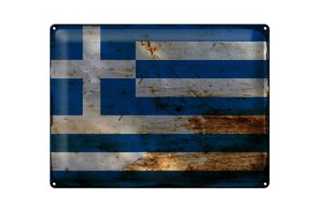 Signe en étain drapeau Grèce 40x30cm drapeau Grèce rouille 1