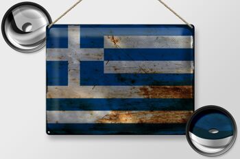 Signe en étain drapeau Grèce 40x30cm drapeau Grèce rouille 2