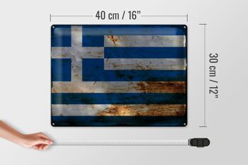Signe en étain drapeau Grèce 40x30cm drapeau Grèce rouille 4