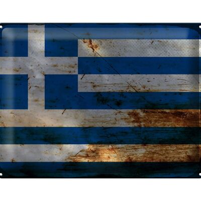 Blechschild Flagge Griechenland 40x30cm Flag Greece Rost