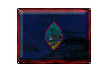 Panneau en étain drapeau Guam 40x30cm, drapeau de Guam rouille 1