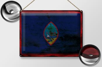 Panneau en étain drapeau Guam 40x30cm, drapeau de Guam rouille 2