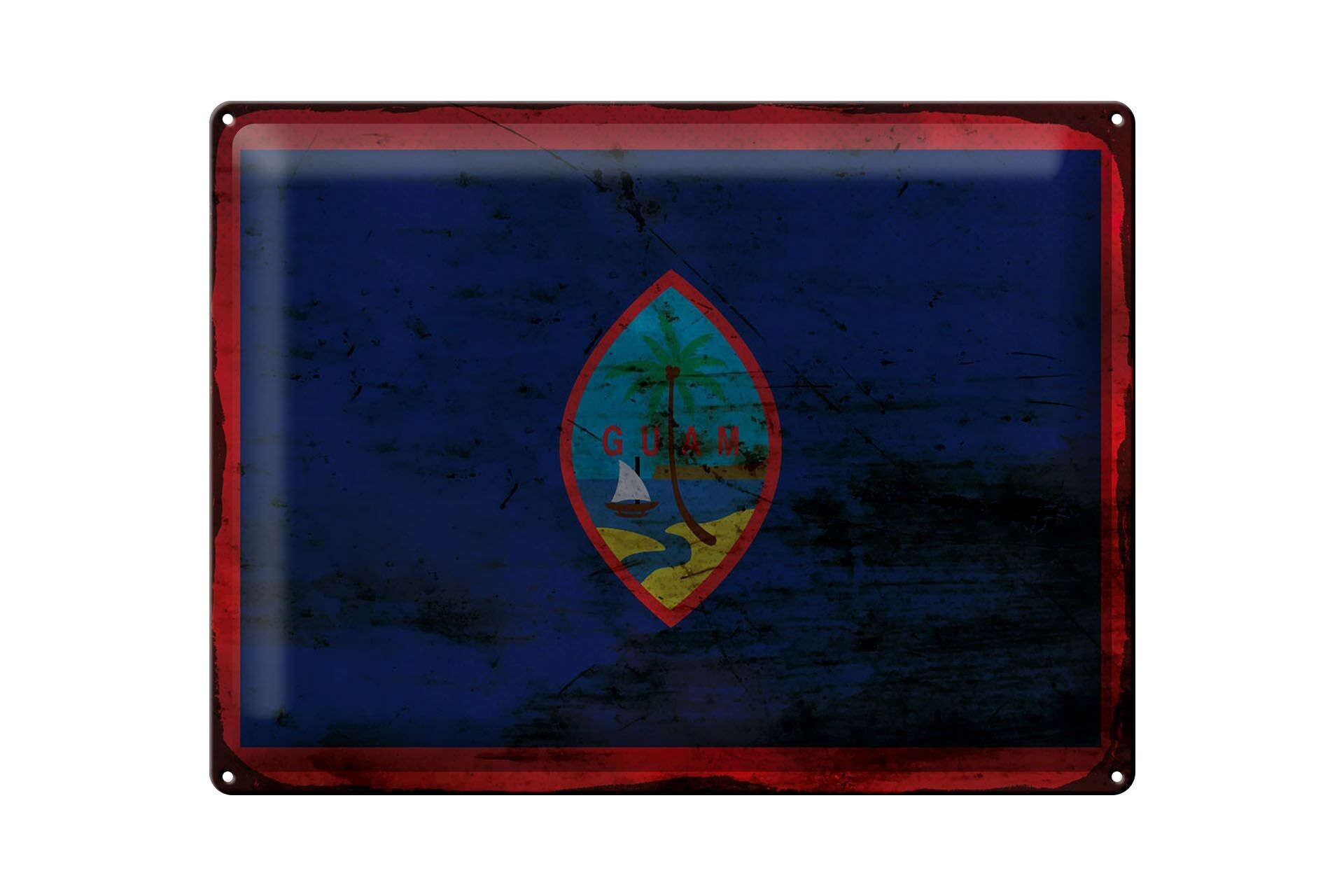 Blechschild Flagge Guam 40x30cm Flag of Guam Rost