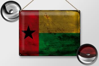 Plaque en tôle drapeau Guinée-Bissau 40x30cm Rouille de Guinée 2