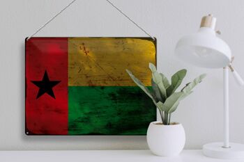 Plaque en tôle drapeau Guinée-Bissau 40x30cm Rouille de Guinée 3