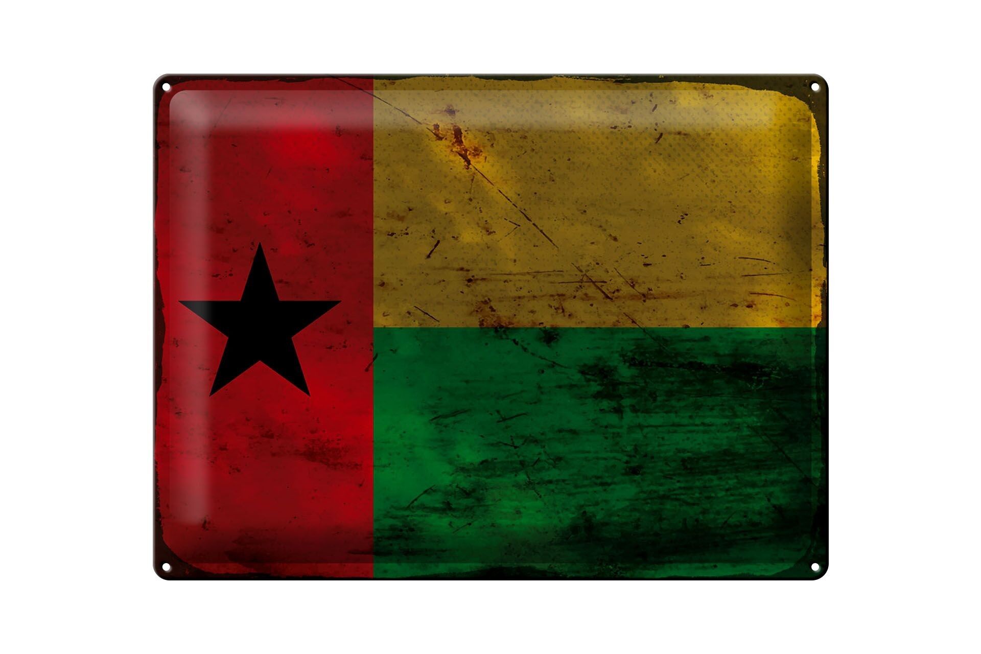 Plaque en tôle drapeau Guinée-Bissau 40x30cm Rouille de Guinée