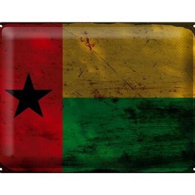 Plaque en tôle drapeau Guinée-Bissau 40x30cm Rouille de Guinée