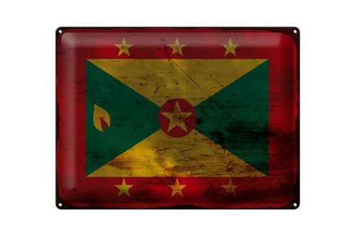 Blechschild Flagge Grenada 40x30cm Flag of Grenada Rost