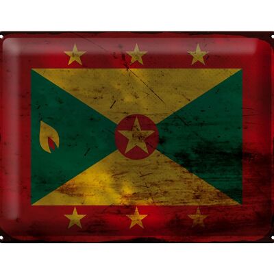 Targa in metallo Bandiera Grenada 40x30 cm Bandiera di Grenada Ruggine