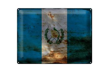 Signe en étain drapeau Guatemala 40x30cm drapeau Guatemala rouille 1