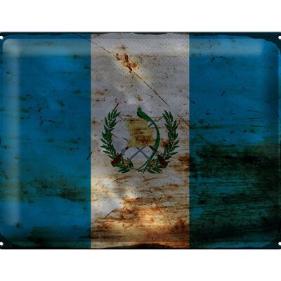 Signe en étain drapeau Guatemala 40x30cm drapeau Guatemala rouille