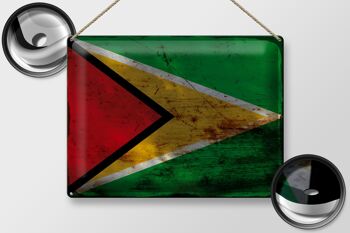 Signe en étain drapeau Guyane 40x30cm drapeau de Guyane rouille 2